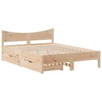 vidaXL Bedframe met lades massief grenenhout 135x190 cm, bed, bed ombouw, twijfelaar bed, bedbodem, slaapkamermeubel, 2 persoonsbed, tweepersoonsbed