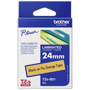 Brother TZe-B51 Labeltape signaalkleur Tapekleur: Signaaloranje Tekstkleur: Zwart 24 mm 5 m