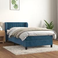 vidaXL Boxspringbed met matras, blauw, fluweel, 90 x 190 cm