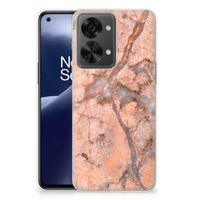 OnePlus Nord 2T TPU Siliconen Hoesje Marmer Oranje