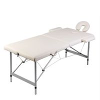 VidaXL Massagetafel met 2 zones inklapbaar aluminium frame crèmewit