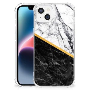 Apple iPhone 14 Plus Anti-Shock Hoesje Marmer Wit Zwart - Origineel Cadeau Man