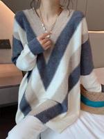 Acrylic Loose Color Block Casual Sweater Dress