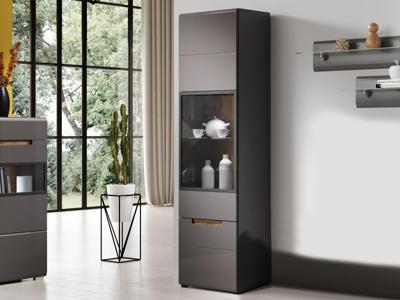 Vitrinekast HERCULE 1 deur (links) antraciet/appenzeller zonder led