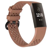 By Qubix - Compatible met Fitbit Charge 3 - Fitbit Charge 4 sport bandje - Maat: Large - Lichtbruin - Compatible fitbit bandje