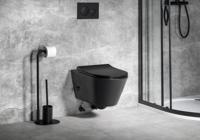 Sapho Avva hangend randloos toilet met bidetspoeler en mengkraan 36x53cm zwart mat - thumbnail