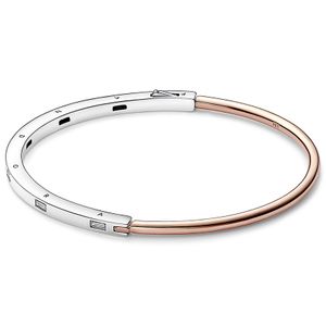 Pandora 582740C01 Armband Bangle Signature Two Tone zilver-zirconia zilver-en rosekleurig-wit