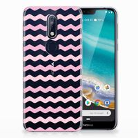 Nokia 7.1 TPU bumper Waves Roze - thumbnail