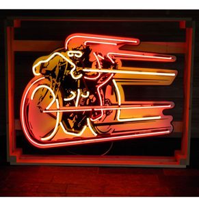 Board Tracker Motorcycle Neon Met Achterplaat XL - 100 x 75 cm