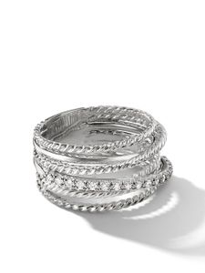 David Yurman bague en argent sterling Crossover ornée de diamants