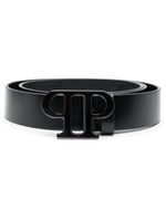 Philipp Plein ceinture en cuir à boucle logo - Noir - thumbnail