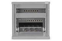DIGITUS 10-inch set - netwerkkast 6U zwart - plank - stekkerdoos - 8-poorts patchpaneel - 8-poorts Gigabit switch