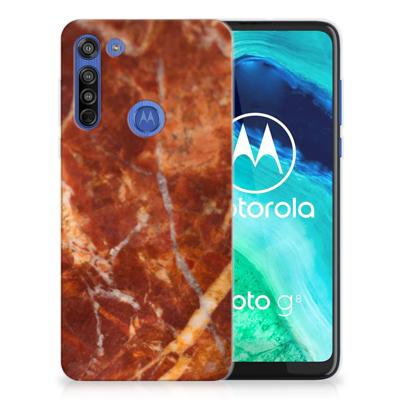 Motorola Moto G8 TPU Siliconen Hoesje Marmer Bruin