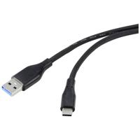 Renkforce USB-kabel USB 3.2 Gen1 (USB 3.0 / USB 3.1 Gen1) USB-A stekker, USB-C stekker 3.00 m Zwart PVC-mantel, Zeer flexibel RF-4995178 - thumbnail