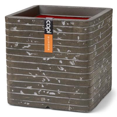 Capi Bloempot Nature Row vierkant 40x40x40 cm olijfgroen Capi Bloempot Nature Row vierkant 40x40x40 cm olijfgroen