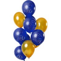 Ballonnen Set 80 Jaar Blauw/Goud Premium - 12 Stuks - thumbnail