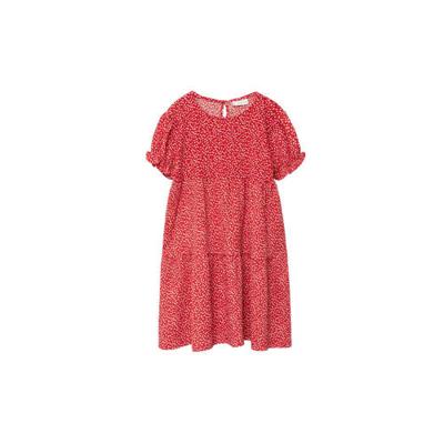 Mango Kids gebloemde jurk van gerecycled polyester rood
