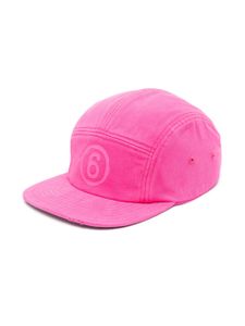 MM6 Maison Margiela Kids casquette en coton à logo imprimé - Rose