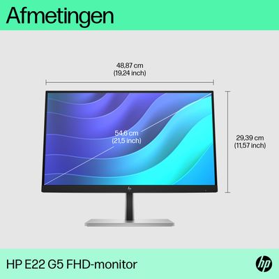 HP E22 G5 LED-monitor Energielabel D (A - G) 54.6 cm (21.5 inch) 1920 x 1080 Pixel 16:9 5 ms HDMI, DisplayPort, USB 3.2 Gen 1 (USB 3.0), USB-B IPS LED