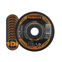 RHODIUS XT70 | 10 stuks Ø 115 mm x 1,5 mm | doorslijpschijf metaal | extra dun | voor haakse slijpers, roestvrij staal, inox, staal, ijzer, hardmetaal