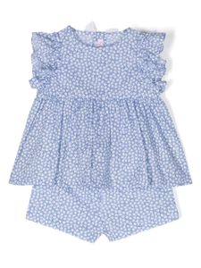 Il Gufo ensemble short-haut à fleurs - Bleu