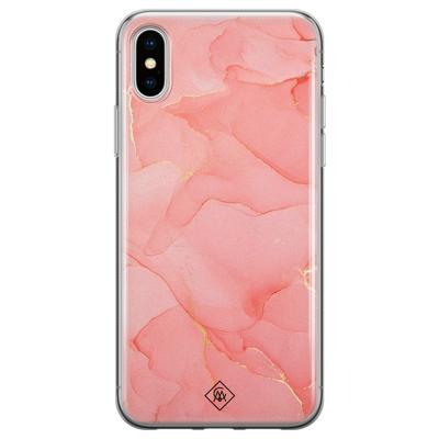 iPhone X/XS siliconen hoesje - Marmer roze