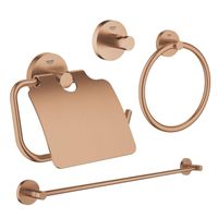 GROHE Essentials accessoireset 4-delig met handdoekring, handdoekhouder, handdoekhaak en toiletrolhouder met klep Brushed warm sunset sw98947/sw98979/sw99003/sw99019/