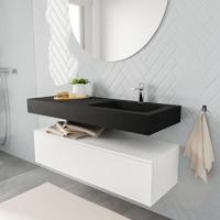 Zaro ALAN vrijhangende wastafel 120cm met wasbak Enkel rechts en onderkast in kleur Wit mat 1 lade(s)