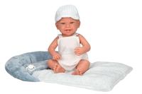 ARIAS Elegance 42 cm ZOE pop met vinyl lichaam en ledematen. Jurk met blauwe en witte set, muts en bijpassend kussen, inclusief fopspeen en kussens, speelgoed voor kinderen van alle leeftijden