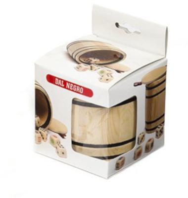 Dal Negro dobbelbeker met dobbelstenen 8,5 cm hout beige 6 delig Dal Negro dobbelbeker met dobbelstenen 8,5 cm hout beige 6 delig