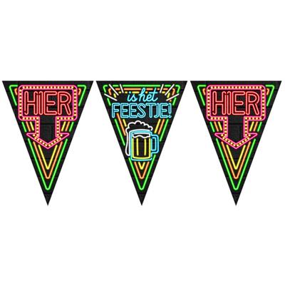 Neon Party Vlaggen - Feestje (10 m)