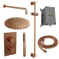 Inbouw Regendouche Set Brauer Copper Edition Gebogen Wanduitloop Ronde Hoofddouche 30 cm Met Glijstang Koper