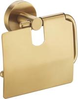 Saqu Eurotrend toiletrolhouder met klep geborsteld messing