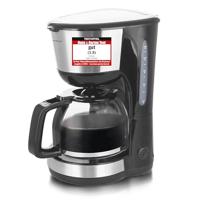EMERIO CME-122933, filterkoffiezetapparaat, 1,25 l voor maximaal 10 kopjes verse koffie, uitneembaar permanent filter, anti-druppelfunctie, koffiekan van glas, auto-off, 1000 watt, zwart/zilver