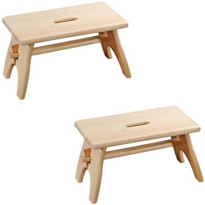 Houten opstapje/voetenbank krukje - 2x - 42 x 20 cm - Huishoudkrukjes
