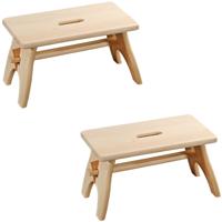 Houten opstapje/voetenbank krukje - 2x - 42 x 20 cm - Huishoudkrukjes