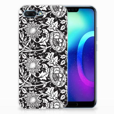 Huawei Honor 10 TPU Case Black Flowers Huawei Honor 10 TPU Case Black Flowers