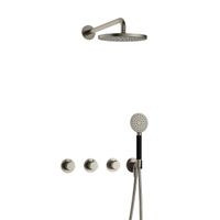 Hotbath Cobber IBS70 Regendoucheset inbouw - 38.5cm wandarm - 20cm ronde hoofddouche - 3 standen handdouche - nikkel geborsteld IBS70GN1