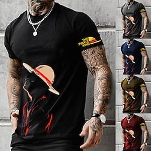 One Piece Aap D. Luffy T-Shirt Anime Cartoon Anime 3D Klassiek Street Style Voor Voor Stel Voor heren Dames Volwassenen 3D afdrukken Lightinthebox