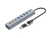 CONCEPTRONIC HUBBIES20G 7-Port USB 3.2 Gen 1 Hub, 5 Gbps, USB-C x 3, USB-A x 4