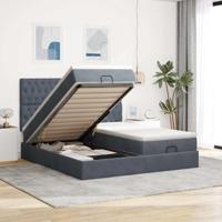 vidaXL Ottoman bed met matrassen en LED's 160x200cm fluweel donkergrijs, bedframe, ottoman bedframe, bedframe met opbergruimte onder het bed