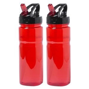 2x Rode drinkfles/waterfles 650 ml