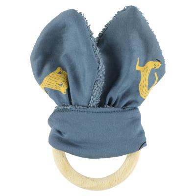 Trixie bijtring Whippy Weasel junior 17 cm katoen blauw/geel