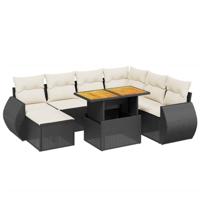 vidaXL 8-delige Loungeset met kussens poly rattan zwart, tuinset, tuinmeubel, terrasset, tuinbank, terrasmeubel, loungebank, loungeset tuin