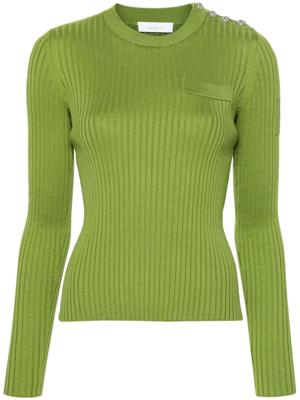 Rabanne Ribgebreide polotop met ronde hals - Groen