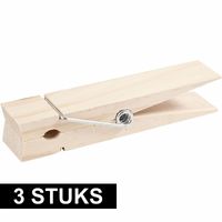 3x Mega knijpers van hout 15 cm   -