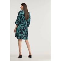 ESPRIT Women Collection jurk met all over print en ceintuur blauw/zwart