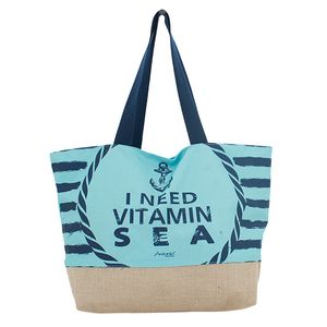 Strandtas I Need Vitamin Sea blauw 37 x 53 cm