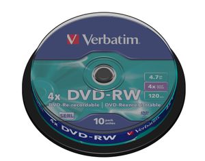 Verbatim 43552 DVD-RW disc 4.7 GB 10 stuk(s) Spindel Herschrijfbaar