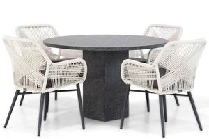 Lifestyle Advance/Graniet 120 cm rond dining tuinset 5-delig